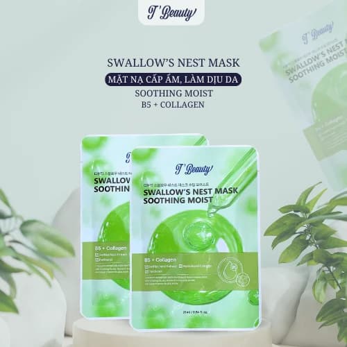 T'BEAUTY - Mặt nạ – làm dịu ẩm - HỘP 10 miếng (màu xanh lá cây)