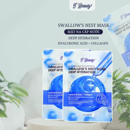 T'BEAUTY - Mặt nạ - Cấp ẩm sâu- HỘP 10 miếng (màu xanh biển)