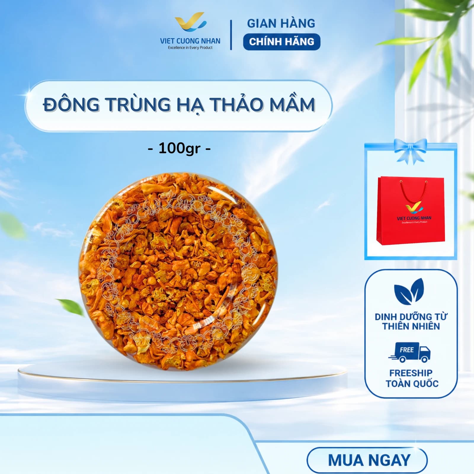 NẤM ĐÔNG TRÙNG HẠ THẢO LOẠI MẦM - HỘP 100GR