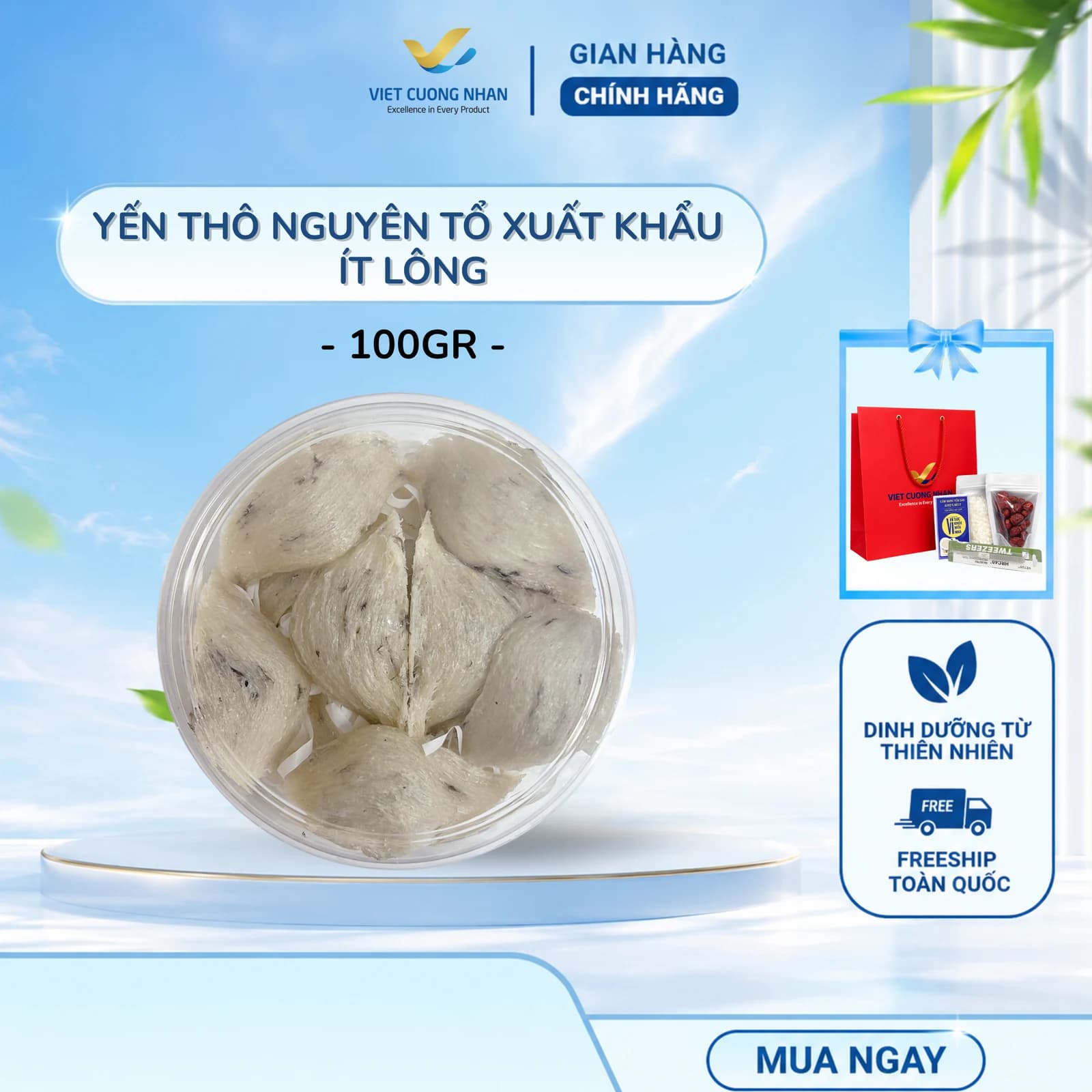Yến thô nguyên tổ xuất khẩu · Hộp 100g